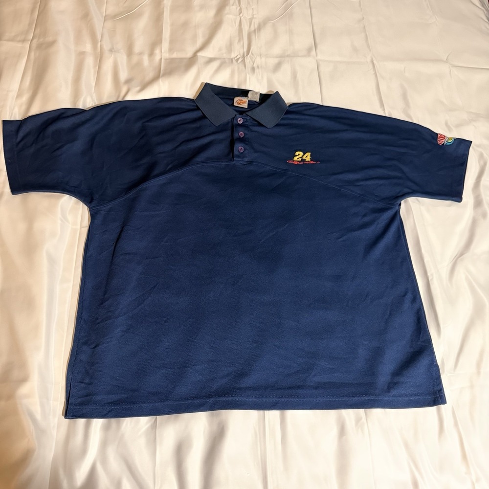 Jeff Gordon NASCAR Winners Circle Polo Shirt Mens 2XL Blue Racing Vintage Y2K